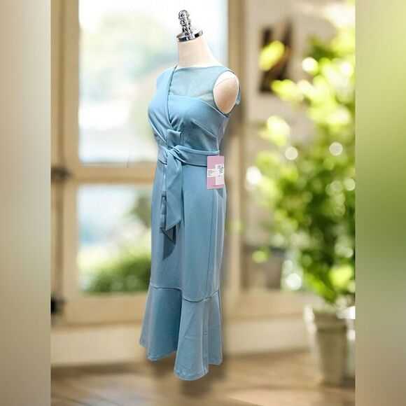 JS Collections JOANNA BOW TEA LENGTH Midi DRESS Gown - Picture 7 of 16